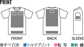 インターロックドライTシャツのプリントサイズ